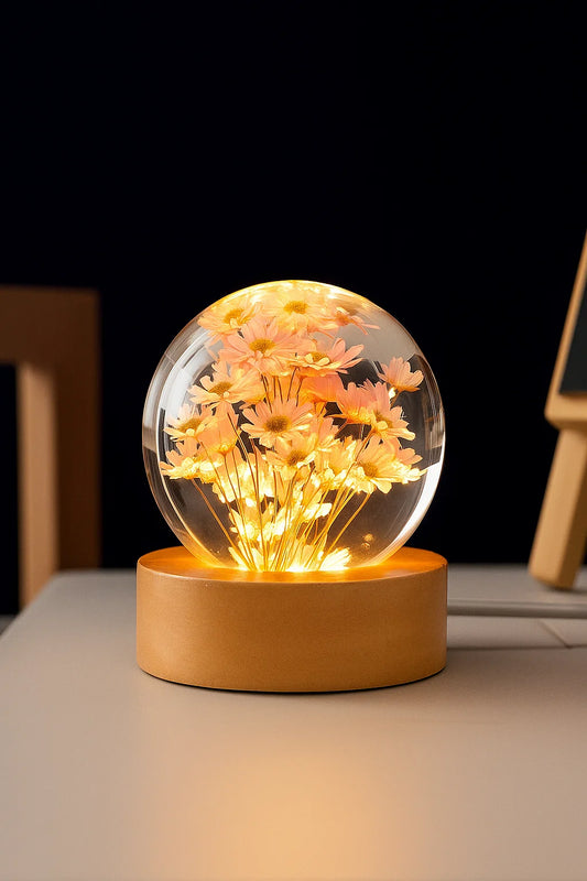 3D  Pink daisy Crystal Ball