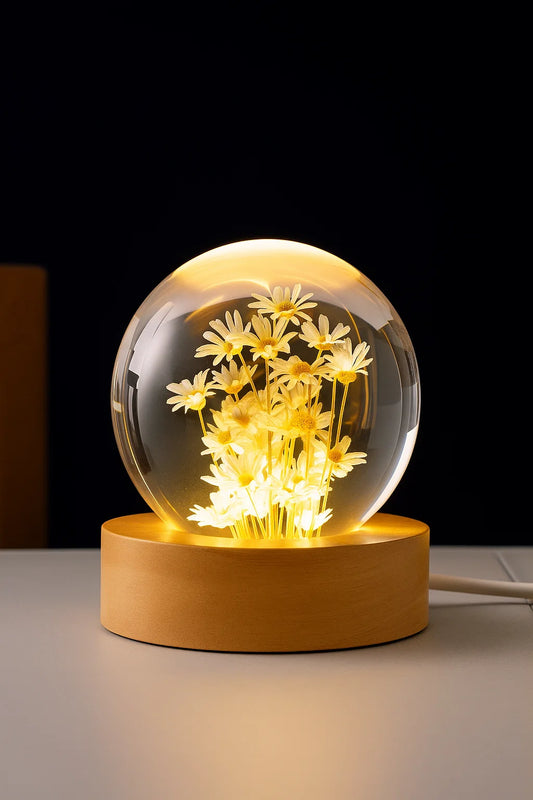 3D White daisy Crystal Ball